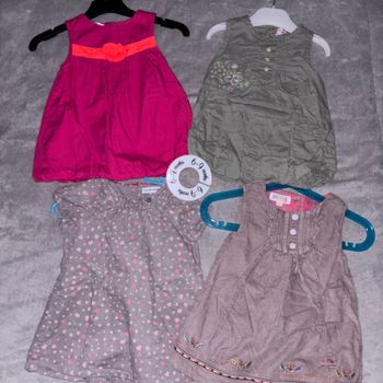 Lot de robes bébé fille manches courtes 6 mois