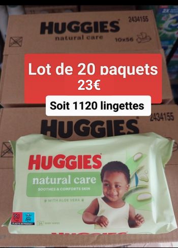 20 paquets de lingettes Huggies Natural Care
