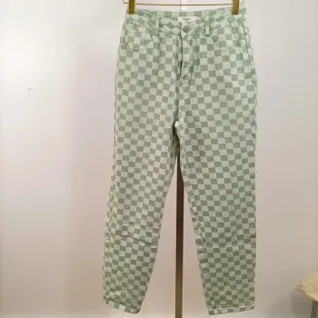 Jean taille haute vert à carreaux – Daphnea Paris – Taille S A780