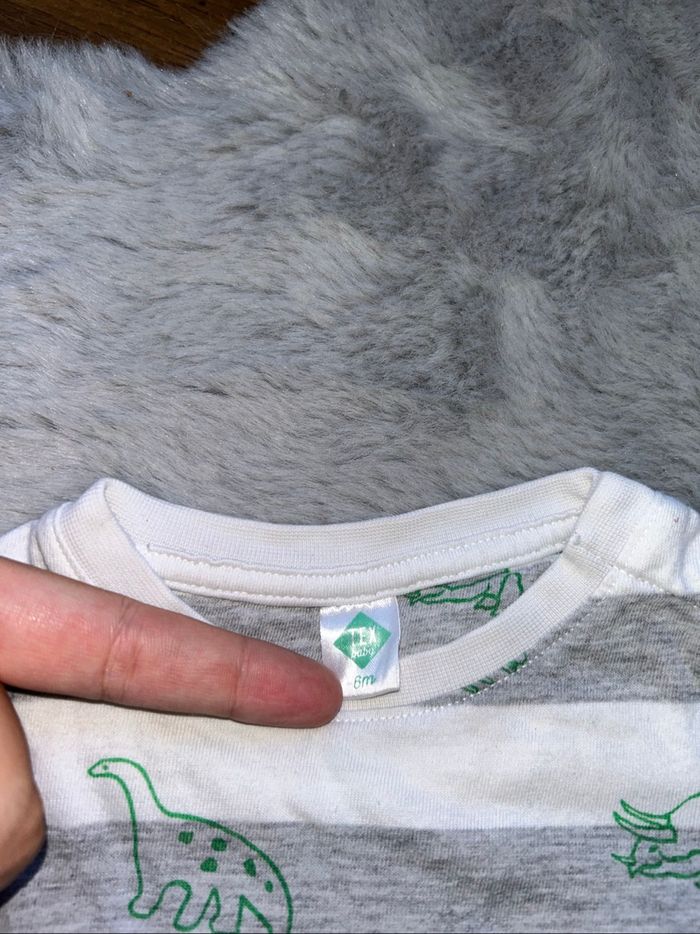 T-shirt à manches longues rayé dinosaures - 6 mois - Tex Baby - photo numéro 3