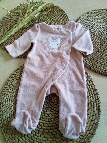 Babygro rose velours imprimé Tape à l'oeil 3 mois