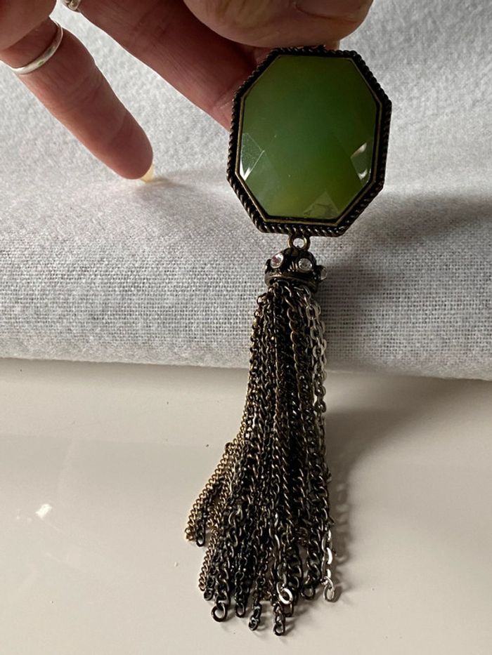 Pendentif vintage vert et Viel or - photo numéro 5