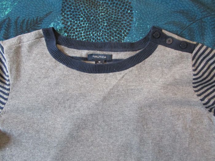 Pull Femme col rond Nautica 100% coton Taille M 38 Gris Bleu (P112) - photo numéro 2