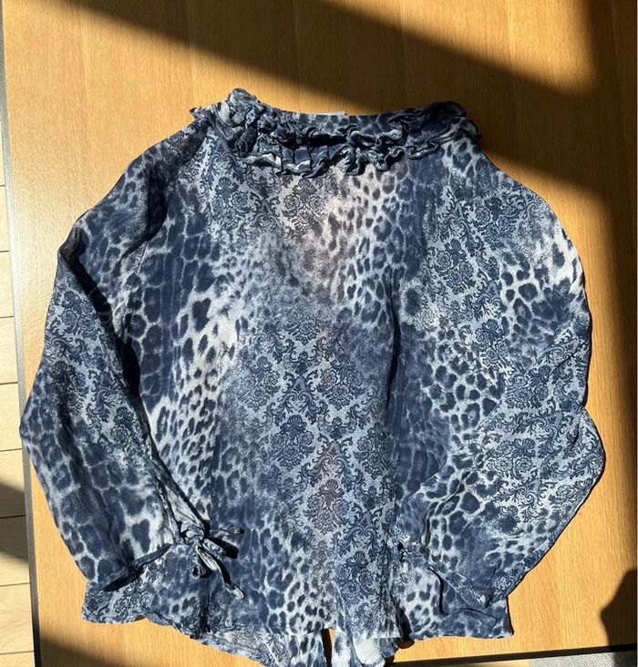 Chemise blouse fluide élégante vintage imprimé léopard/ornement - photo numéro 14