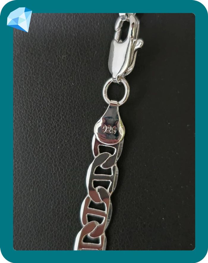 Collier maille Marine 5mm 60cm plaquage argent - photo numéro 4