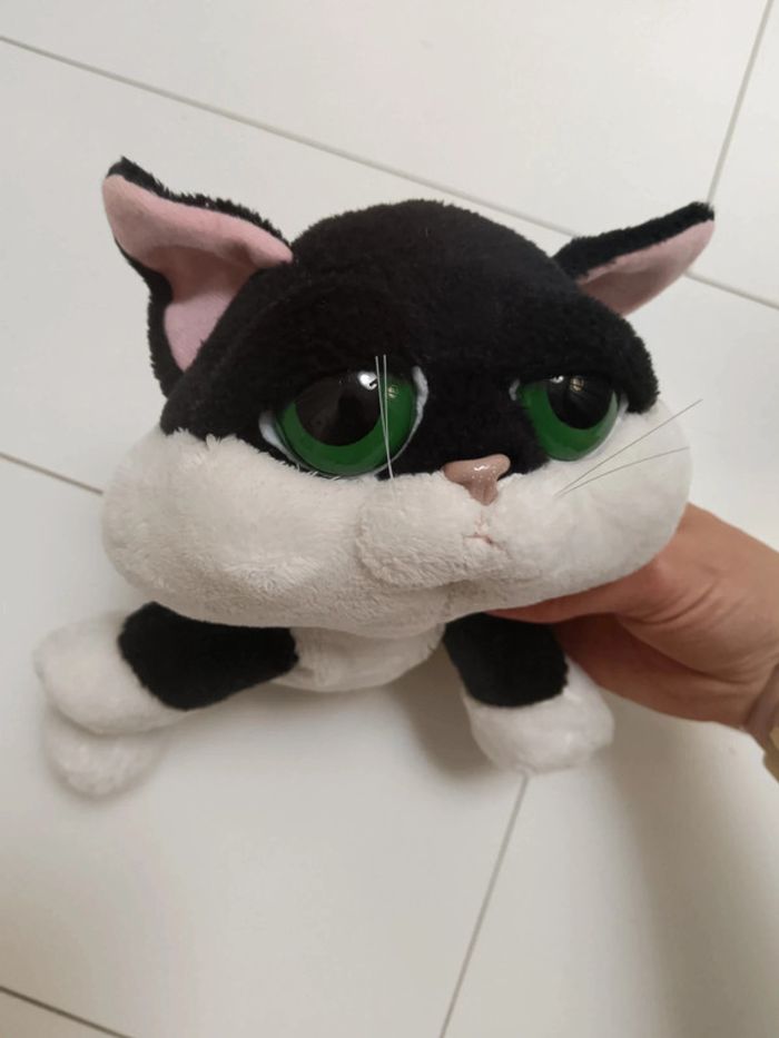 Peluche chat noir et blanc