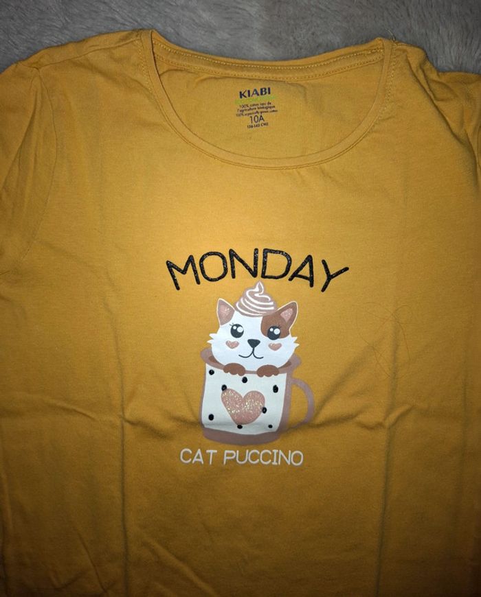 T shirt manche longue jaune moutarde kiabi 10 ans - photo numéro 4
