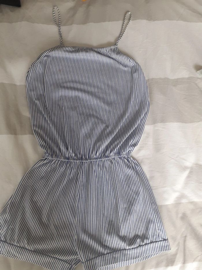 Joli combi-short rayé bleu et blanc esprit marin - photo numéro 3