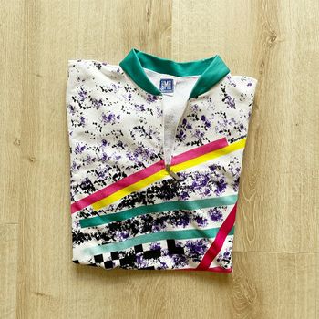 Santini SMS Maillot de cyclisme Abstract Art Col zip Homme Vintage Rétro 90's très bon état (Taille XXL) 
