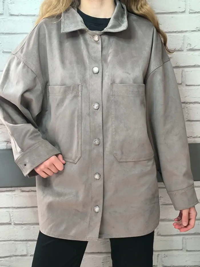 D4644 Blazer effet velours gris 34/36