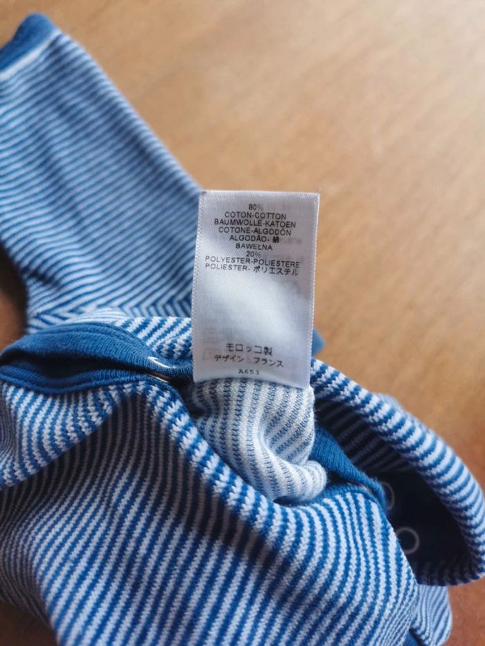 🌼 Petit Bateau pyjama velours mixte naissance 50 cm 🇨🇵 crée en France rayé bleu lapin caneton - photo numéro 5