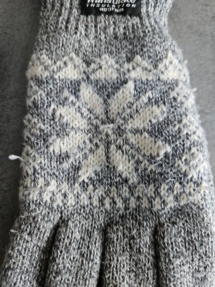 Gants thermique d'hiver en tricot nordique doublés polaire - Thinsulate - Taille Unique - Gris - photo numéro 3