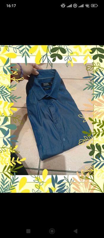 Chemise bleu canard pur coton s/m