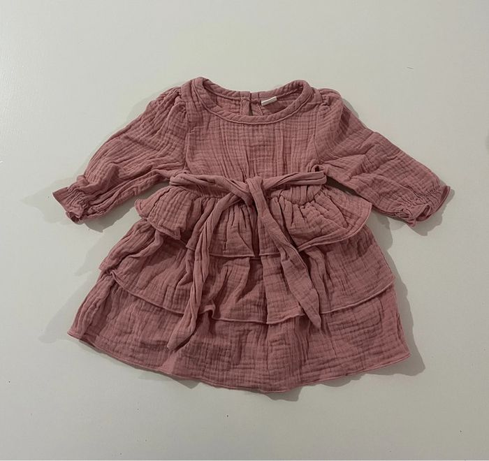 Robe gaze de coton vieux rose - 3/6 mois - Shein