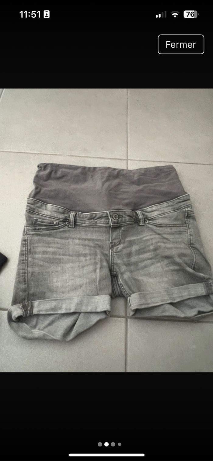 Lot 2 Short jeans maternite Mama HM 38 - photo numéro 2