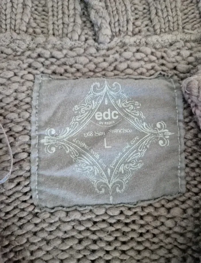 Gilet grosse maille femme Esprit gris brun L - photo numéro 4