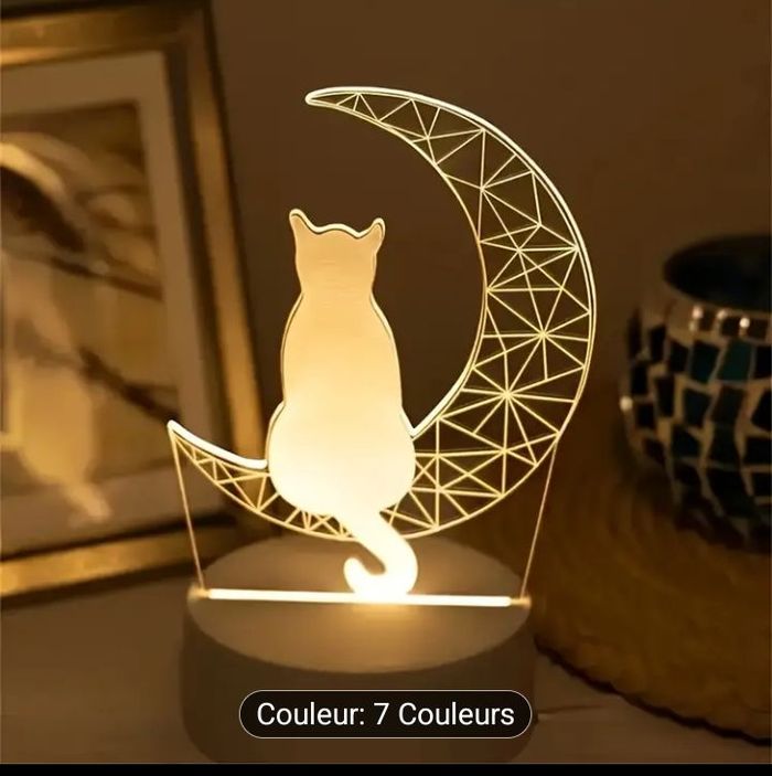 Veilleuse Enfant Chat sur la Lune - photo numéro 3
