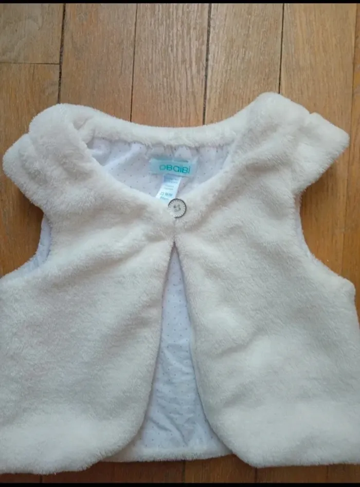 Gilet cardigan fille fourrure sans manches Obaibi 24 mois - photo numéro 2