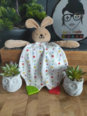 Doudou Zot' marques Lapin Blanc carre plat mouchoir  #geektradedoudou