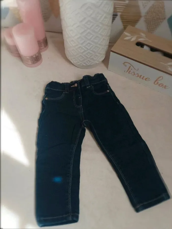 Jean bleu brut slim Pat et Ripaton fille 18 mois