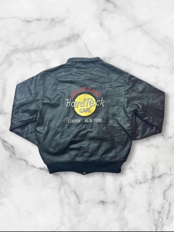 Blouson Vintage Cuir Hard Rock Cafe “Save The Planet” London New York Taille M