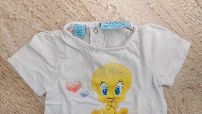 T-shirt MC titi 3 mois oiseau coeur arc en ciel - photo numéro 3