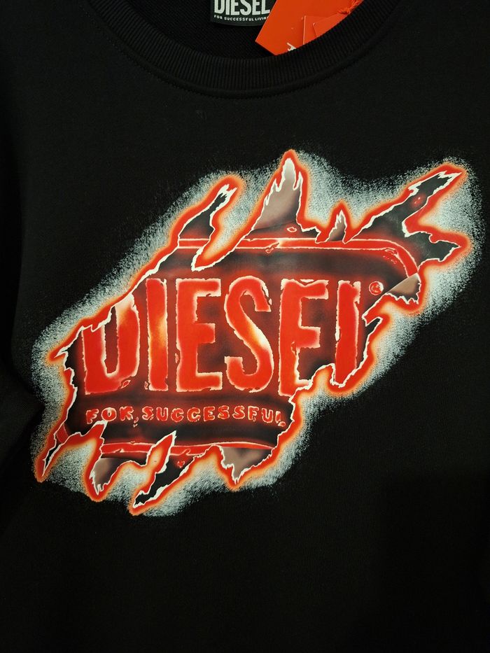 Sweat molletonné léger noir imprimé Diesel homme 40 - photo numéro 3