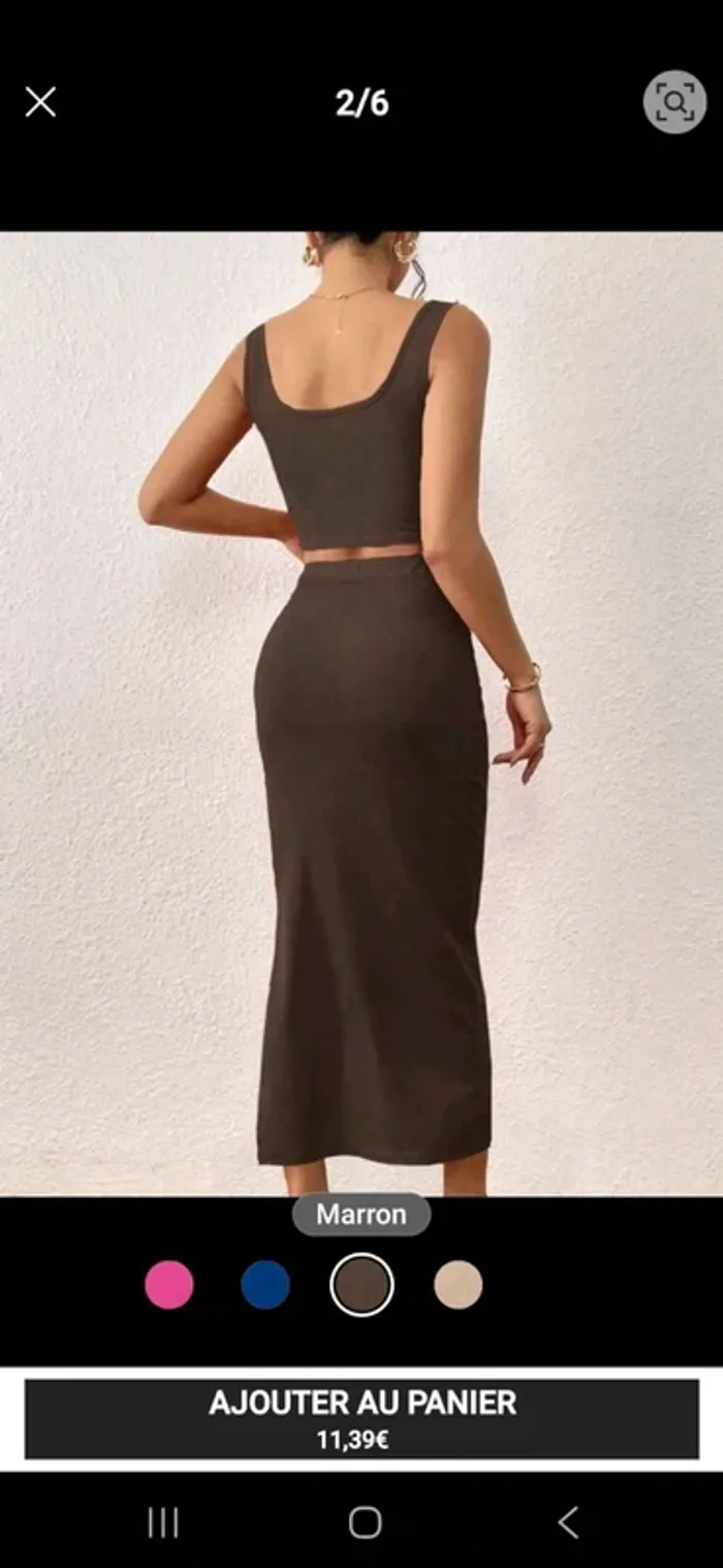 Ensemble Jupe longue et top Marron - photo numéro 6