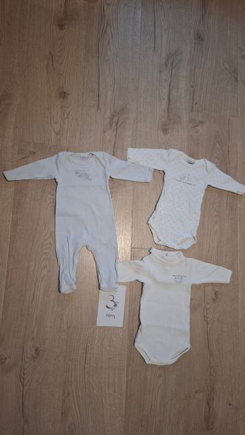 Lot 3 bodys 3mois/60cm Petit Bâteau 🚢 TBE