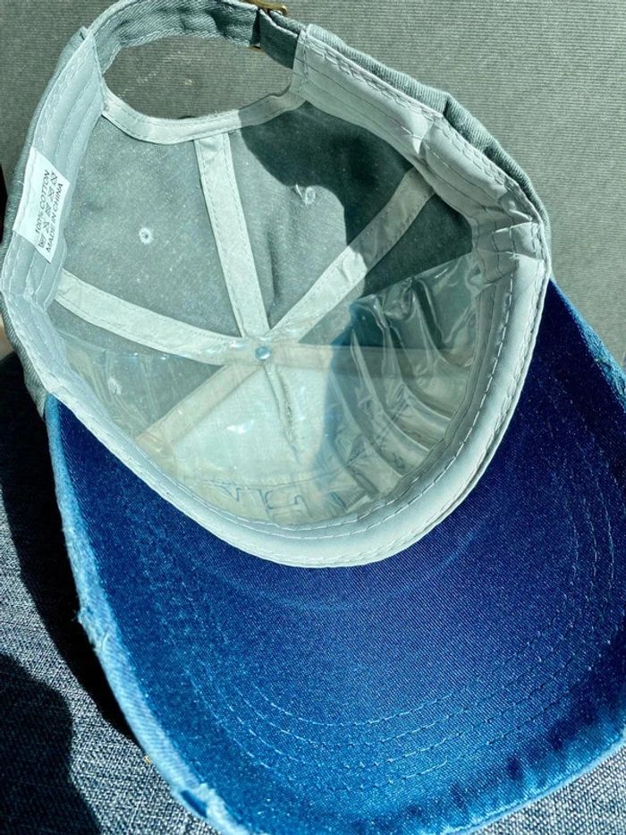 Casquette de Baseball Rock Coton Bleu/Gris effet usé destroy NЕUF - photo numéro 3