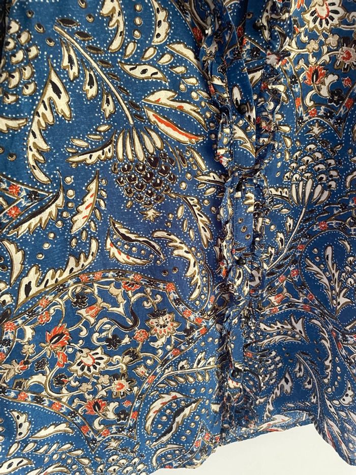 Chemise fleurie bleue à volants Sézane - photo numéro 2
