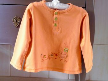 T-shirt Fille 4 ans chien Snoopy orange manches longues TBE