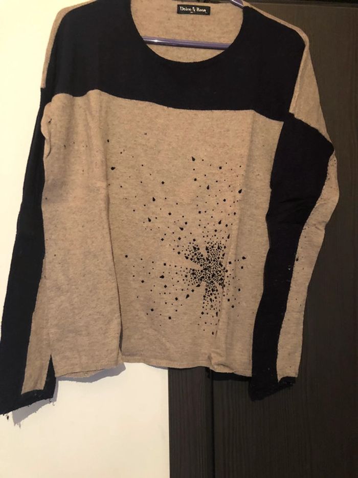 Pull marine et beige