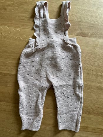 Salopette en maille rose pâle fille 12 mois