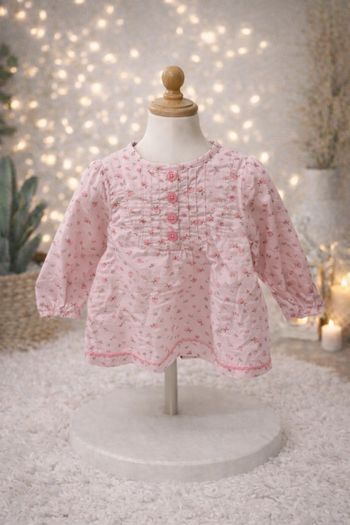 Blouse bébé 12 mois Kimbaloo rose à fleurs 
