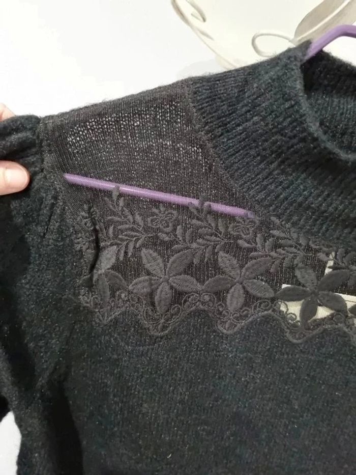 Robe pull avec détail en dentelle col et manche Taille unique - photo numéro 10