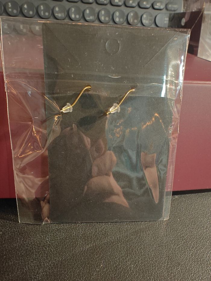 Boucles d'oreilles vertes et dorées - photo numéro 2