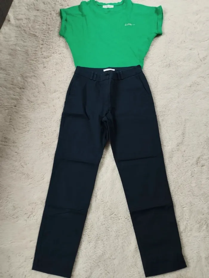 Pantalon chino Bleu marine camaïeu 36
