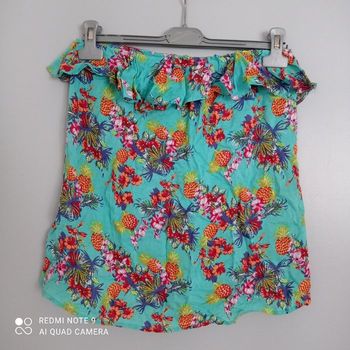 Bustier turquoise vert à fleurs t36