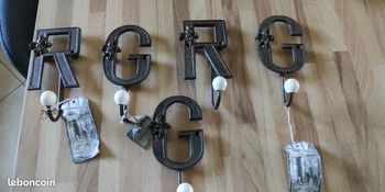 Patere accroche torchon ou autres fer forgé et porcelaine