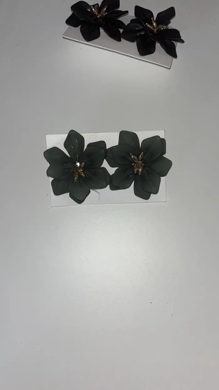 Magnifique boucles d'oreilles fleurs kaki - photo numéro 2