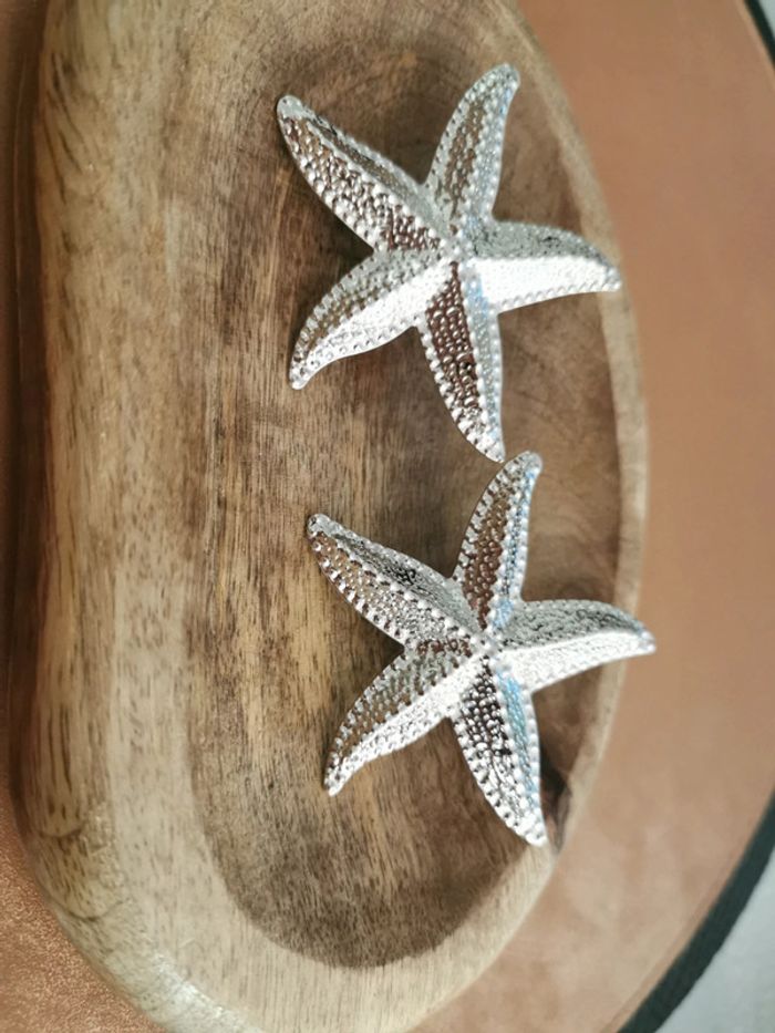 Boucles d'oreilles étoiles de mer argenté - photo numéro 2