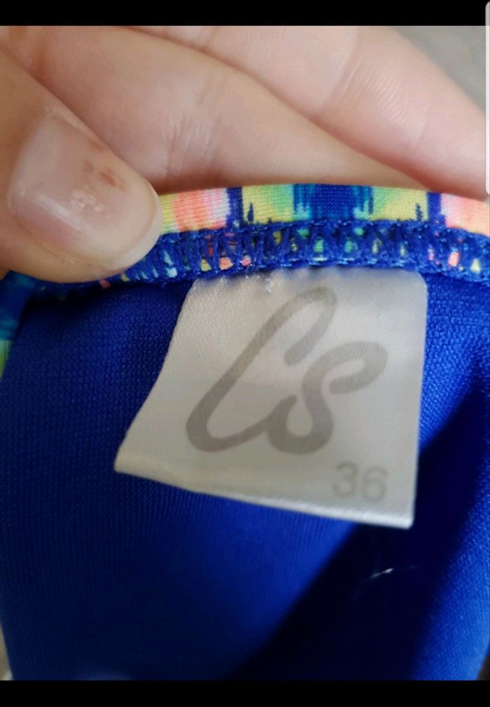 Maillot bleu femme 2 pièces bandeau à franges - photo numéro 3