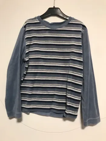 Haut de pyjama marque bronzini garçon 8 ans bleu rayé molleton