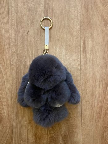Porte clé mixte lapin gris 12x 9 cm