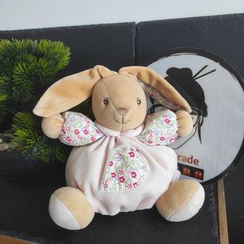 Doudou Kaloo Lapin Peluche Liberty rose vert Marron fleurs Boule #geektradedoudou