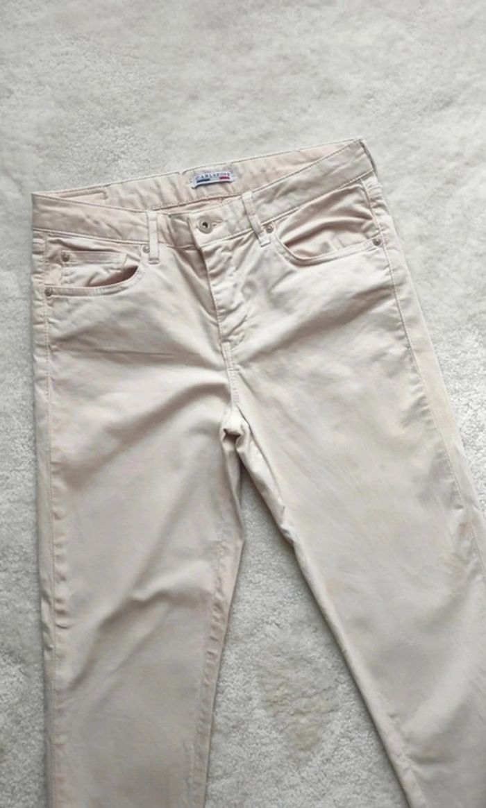 Pantalon jean en toile beige crème léger printemps été Carla Kops 36 - photo numéro 3