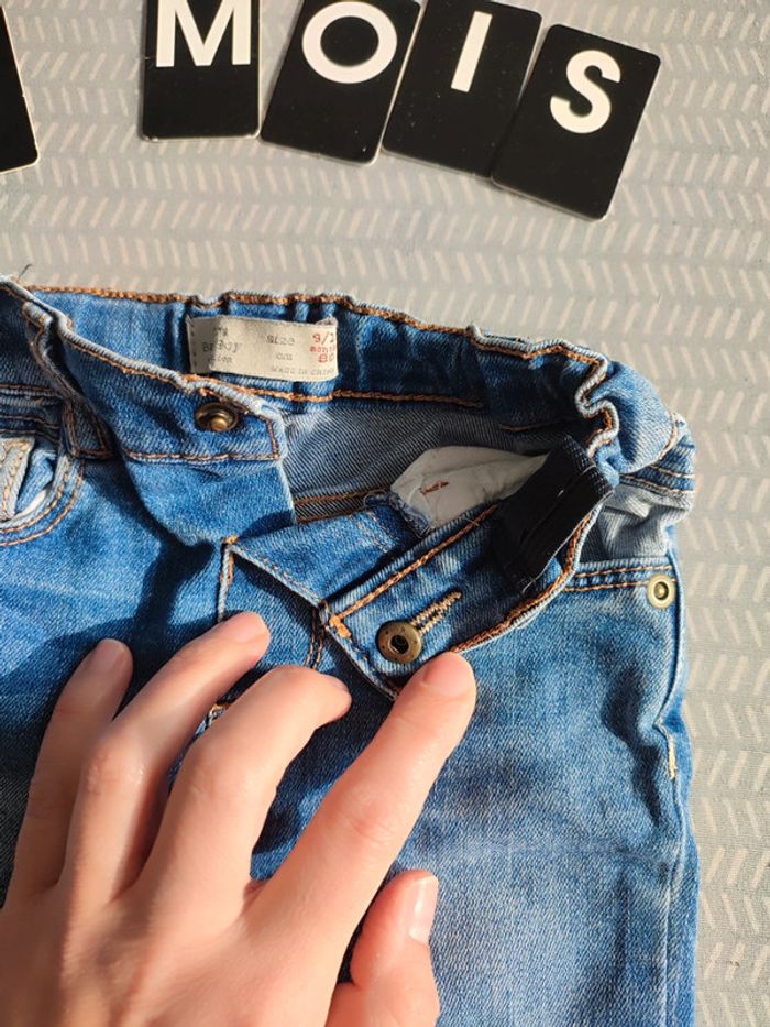 Pantalon jeans denim pour bébé garçon – Taille 9 mois - Marque : Zara - photo numéro 2