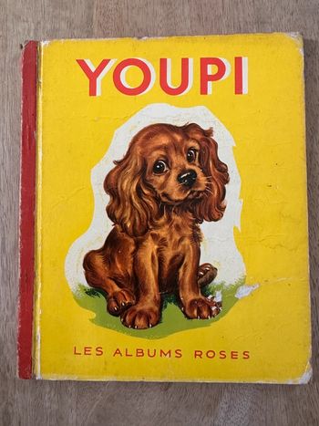 1956 - Les albums roses livre vintage très ancien Youpi cocker Pierre Probst Caroline jaune