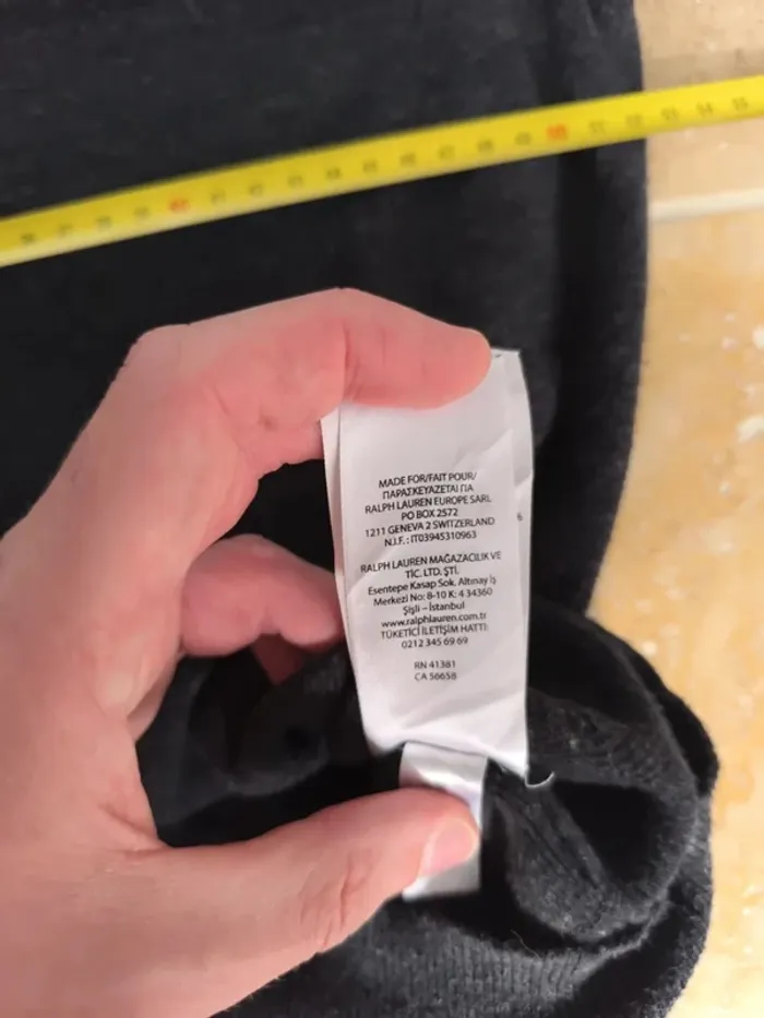 Pull col rond gris foncé chiné logo blanc Polo Ralph Lauren S - photo numéro 9